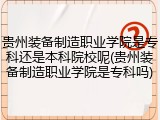 贵州装备制造职业学院是专科还是本科院校呢(贵州装备制造职业学院是专科吗)
