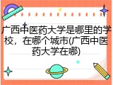 广西中医药大学是哪里的学校，在哪个城市(广西中医药大学在哪)
