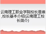 云南理工职业学院校长是谁,校长基本介绍(云南理工校长简介)