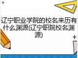 辽宁职业学院的校名来历有什么渊源(辽宁职院校名渊源)