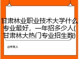 甘肃林业职业技术大学什么专业最好，一年招多少人(甘肃林大热门专业招生数)