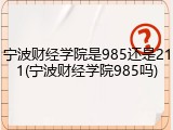 宁波财经学院是985还是211(宁波财经学院985吗)