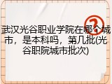 武汉光谷职业学院在哪个城市，是本科吗，第几批(光谷职院城市批次)