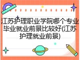 江苏护理职业学院哪个专业毕业就业前景比较好(江苏护理就业前景)