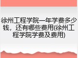徐州工程学院一年学费多少钱，还有哪些费用(徐州工程学院学费及费用)