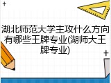 湖北师范大学主攻什么方向有哪些王牌专业(湖师大王牌专业)