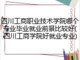 四川工商职业技术学院哪个专业毕业就业前景比较好(四川工商学院好就业专业)