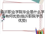 临沂职业学院毕业是什么学历有何优势(临沂职院学历优势)