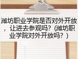 潍坊职业学院是否对外开放，让进去参观吗？(潍坊职业学院对外开放吗？)