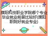 濮阳科技职业学院哪个专业毕业就业前景比较好(濮阳职院好就业专业)