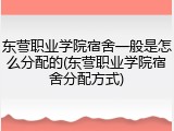 东营职业学院宿舍一般是怎么分配的(东营职业学院宿舍分配方式)