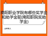 南阳职业学院有哪些奖学金和助学金呢(南阳职院奖助学金)