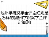 池州学院奖学金评定细则是怎样的(池州学院奖学金评定细则)