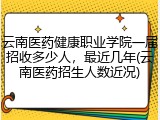 云南医药健康职业学院一届招收多少人，最近几年(云南医药招生人数近况)