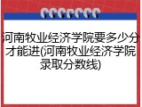 河南牧业经济学院要多少分才能进(河南牧业经济学院录取分数线)