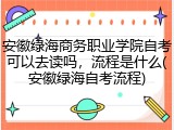 安徽绿海商务职业学院自考可以去读吗，流程是什么(安徽绿海自考流程)