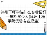 徐州工程学院什么专业最好，一年招多少人(徐州工程学院优势专业招生)