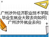 广州涉外经济职业技术学院毕业生就业大致去向如何(广州涉外就业去向)