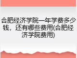 合肥经济学院一年学费多少钱，还有哪些费用(合肥经济学院费用)