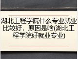 湖北工程学院什么专业就业比较好，原因是啥(湖北工程学院好就业专业)