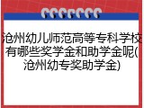 沧州幼儿师范高等专科学校有哪些奖学金和助学金呢(沧州幼专奖助学金)