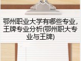 鄂州职业大学有哪些专业，王牌专业分析(鄂州职大专业与王牌)