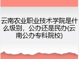 云南农业职业技术学院是什么级别，公办还是民办(云南公办专科院校)