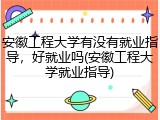安徽工程大学有没有就业指导，好就业吗(安徽工程大学就业指导)