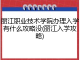丽江职业技术学院办理入学有什么攻略没(丽江入学攻略)