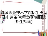 聊城职业技术学院招生类型及申请条件解读(聊城职院招生指南)
