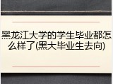 黑龙江大学的学生毕业都怎么样了(黑大毕业生去向)