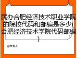 民办合肥经济技术职业学院的院校代码和邮编是多少(合肥经济技术学院代码邮编)