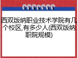 西双版纳职业技术学院有几个校区,有多少人(西双版纳职院规模)