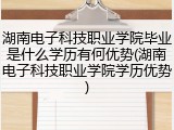 湖南电子科技职业学院毕业是什么学历有何优势(湖南电子科技职业学院学历优势)