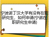 宁波诺丁汉大学有没有在职研究生，如何申请(宁诺在职研究生申请)