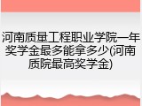 河南质量工程职业学院一年奖学金最多能拿多少(河南质院最高奖学金)