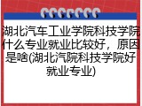 湖北汽车工业学院科技学院什么专业就业比较好，原因是啥(湖北汽院科技学院好就业专业)