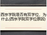 西京学院是否有双学位，为什么(西京学院双学位原因)
