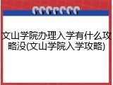 文山学院办理入学有什么攻略没(文山学院入学攻略)