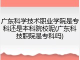 广东科学技术职业学院是专科还是本科院校呢(广东科技职院是专科吗)