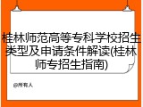 桂林师范高等专科学校招生类型及申请条件解读(桂林师专招生指南)