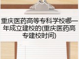 重庆医药高等专科学校哪一年成立建校的(重庆医药高专建校时间)