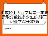 山东轻工职业学院是一本吗录取分数线多少(山东轻工职业学院分数线)