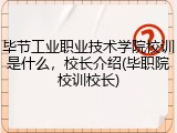 毕节工业职业技术学院校训是什么，校长介绍(毕职院校训校长)