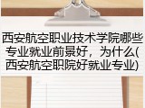 西安航空职业技术学院哪些专业就业前景好，为什么(西安航空职院好就业专业)