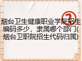 烟台卫生健康职业学院招生编码多少，隶属哪个部门(烟台卫职院招生代码归属)