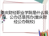 重庆财经职业学院是什么级别，公办还是民办(重庆财经公办院校)