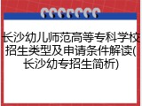 长沙幼儿师范高等专科学校招生类型及申请条件解读(长沙幼专招生简析)