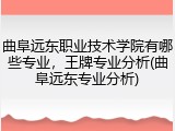 曲阜远东职业技术学院有哪些专业，王牌专业分析(曲阜远东专业分析)