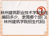 林州建筑职业技术学院招生编码多少，隶属哪个部门(林州建筑学院招生代码)